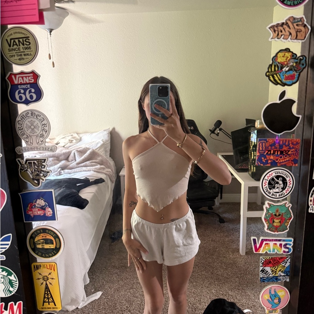 Target White Asymmetrical Cut Out Tank Top